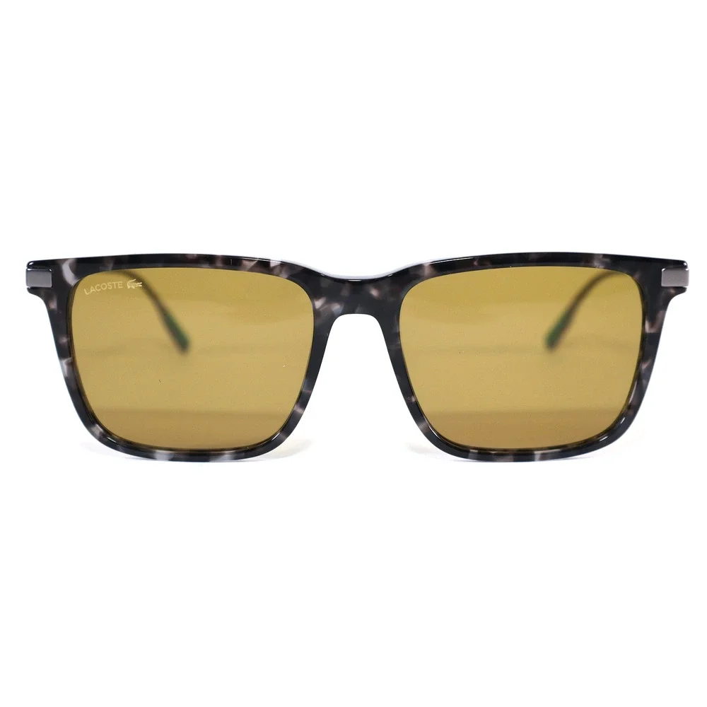 Lacoste Square Men’s Sunglasses – Grey Havana / Green-Gold – NWT